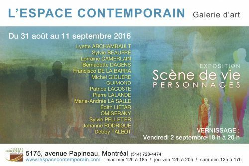 l'exposition à deux volets: Scène de vie - PERSONNAGES pour ÖMiserany ce sera les tite face sanguine 2016
